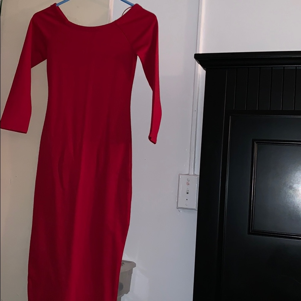 Off the shoulder red dress